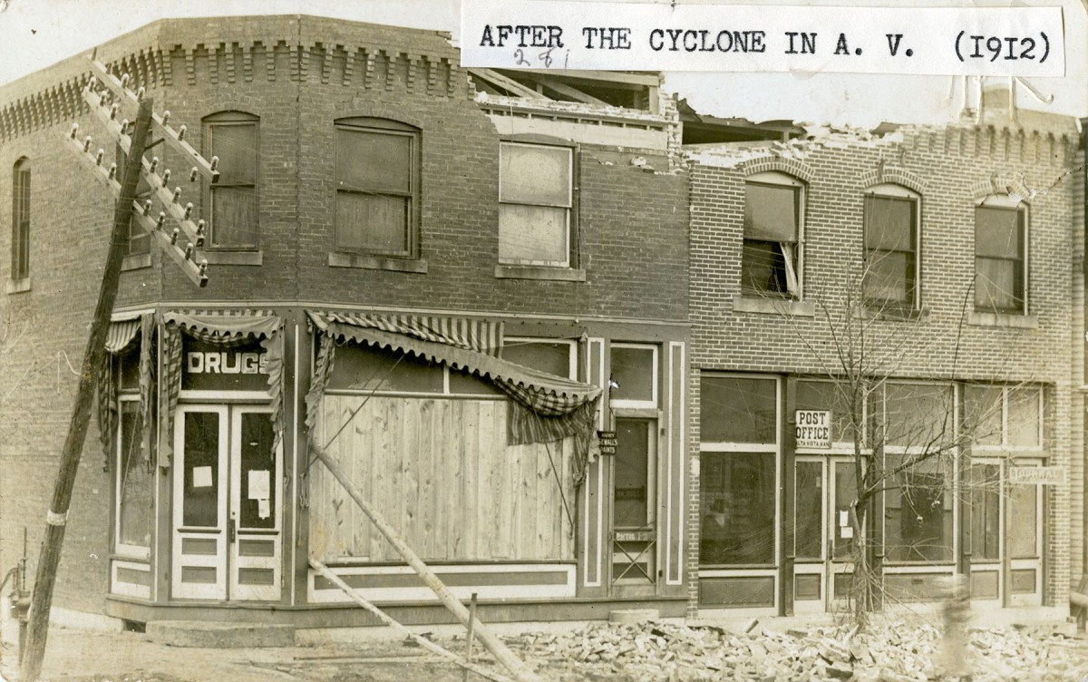 Alta Vista Post Office and Drug Store After Tornado - c.1912