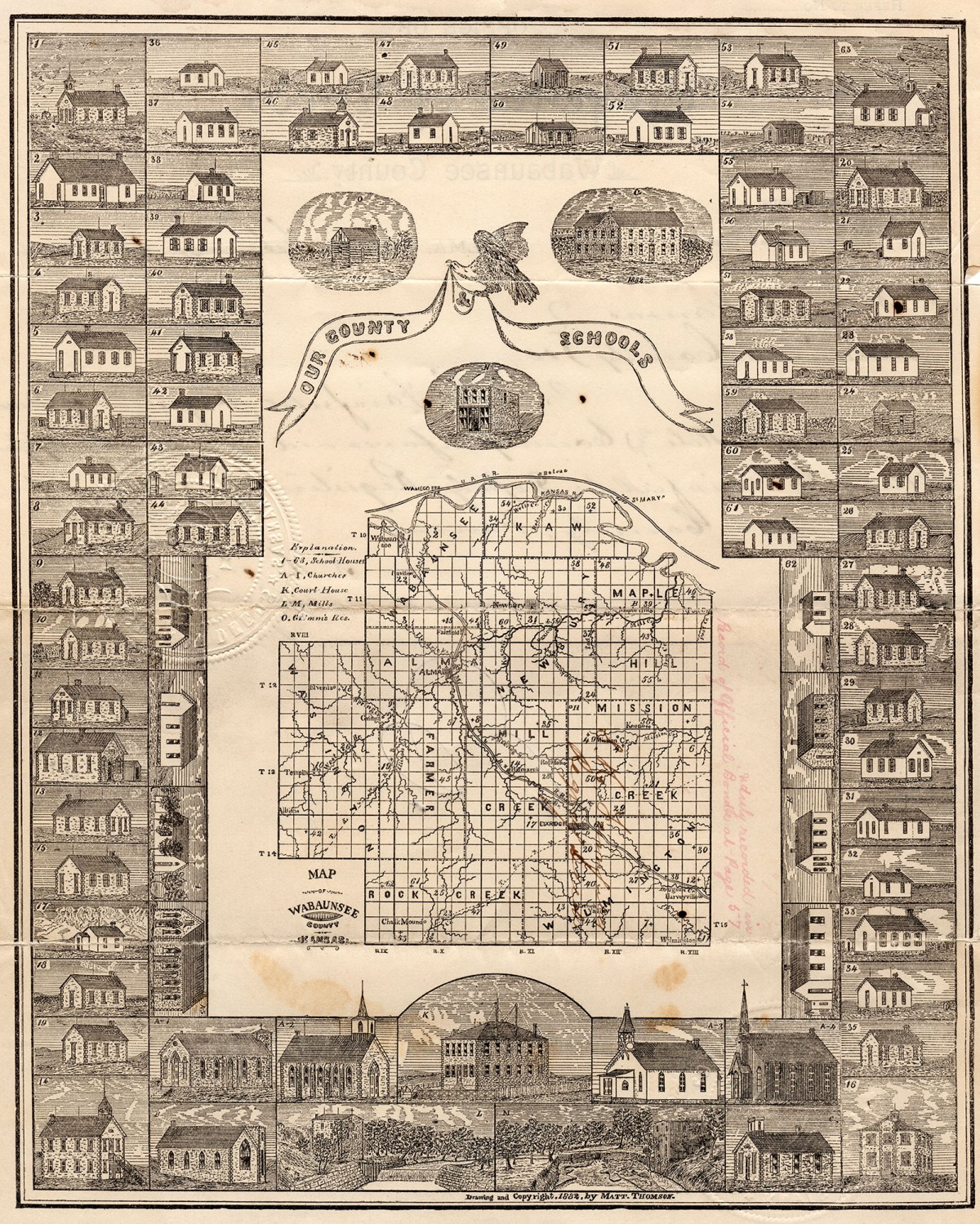 Wabaunsee Co1882 School Map